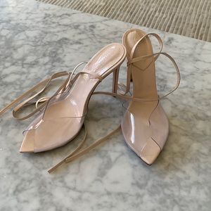 Schultz nude clear straps  heals